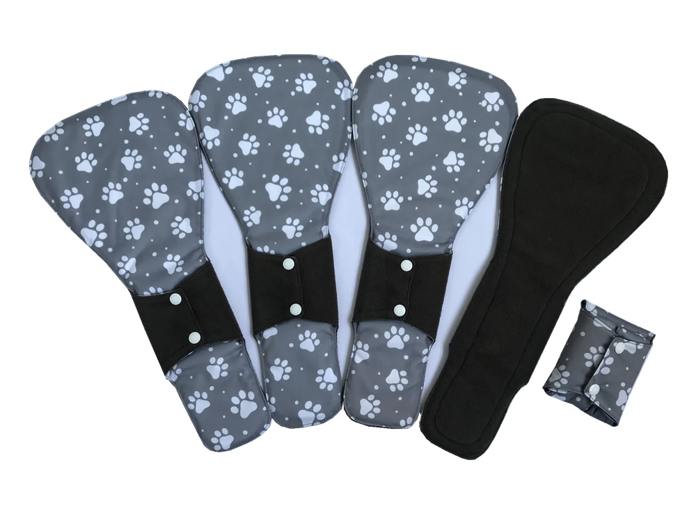 JUTESK's 5 pieces 41cm / 16inch Ultra-deep sleep Night Charcoal Bamboo Mama Cloth/ Menstrual Pads/ Reusable Sanitary Pads