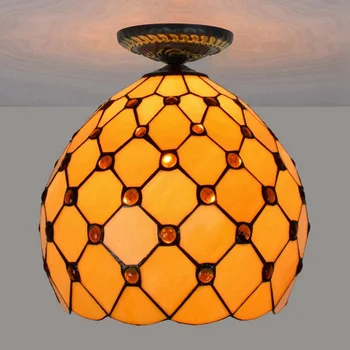 

30cm European-Style Yellow Beads Tiffany Multi-Color Glass Restaurant Bedroom Aisle Corridor Bathroom Spherical