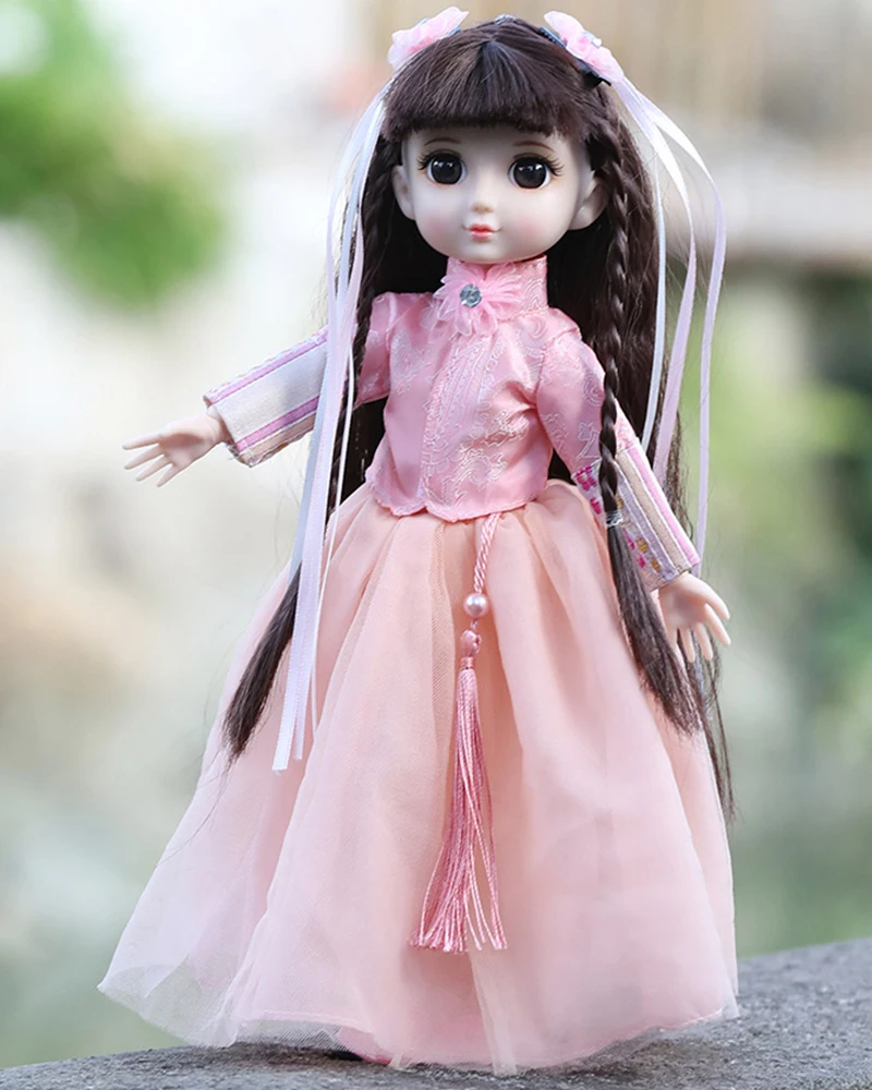 30CM Cute Bjd Doll Cloth 18 Movable Jointed Dolls With Chinese Style Clothes Make up Fashion DIY Doll Handmade Gift For Girl Toy 8