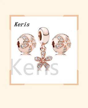 

100% 925 silver stunning pink sterling daisy charm package adjustment original granules jewelry