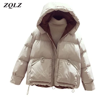 

ZQLZ 2019 Winter Jacket Women Hooded Coat Female Cotton Padded Casual Jackets Outwear Short Parka Mujer