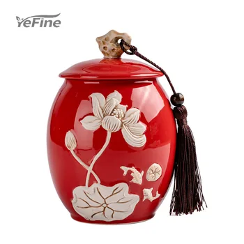 

YeFine Small Ceramic Tea Cans Sealed Cans Small Tea Silo Kung Fu Tea Set Small Jars Canister Set