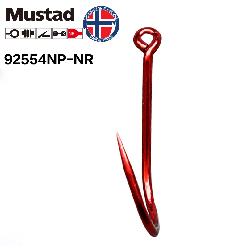 Mustad Big Red 2X SUICIDE High Carbon Steel Ultrapoint Triangle Point  Offset Fishing Hook,6#-8/0#,92554NP-NR