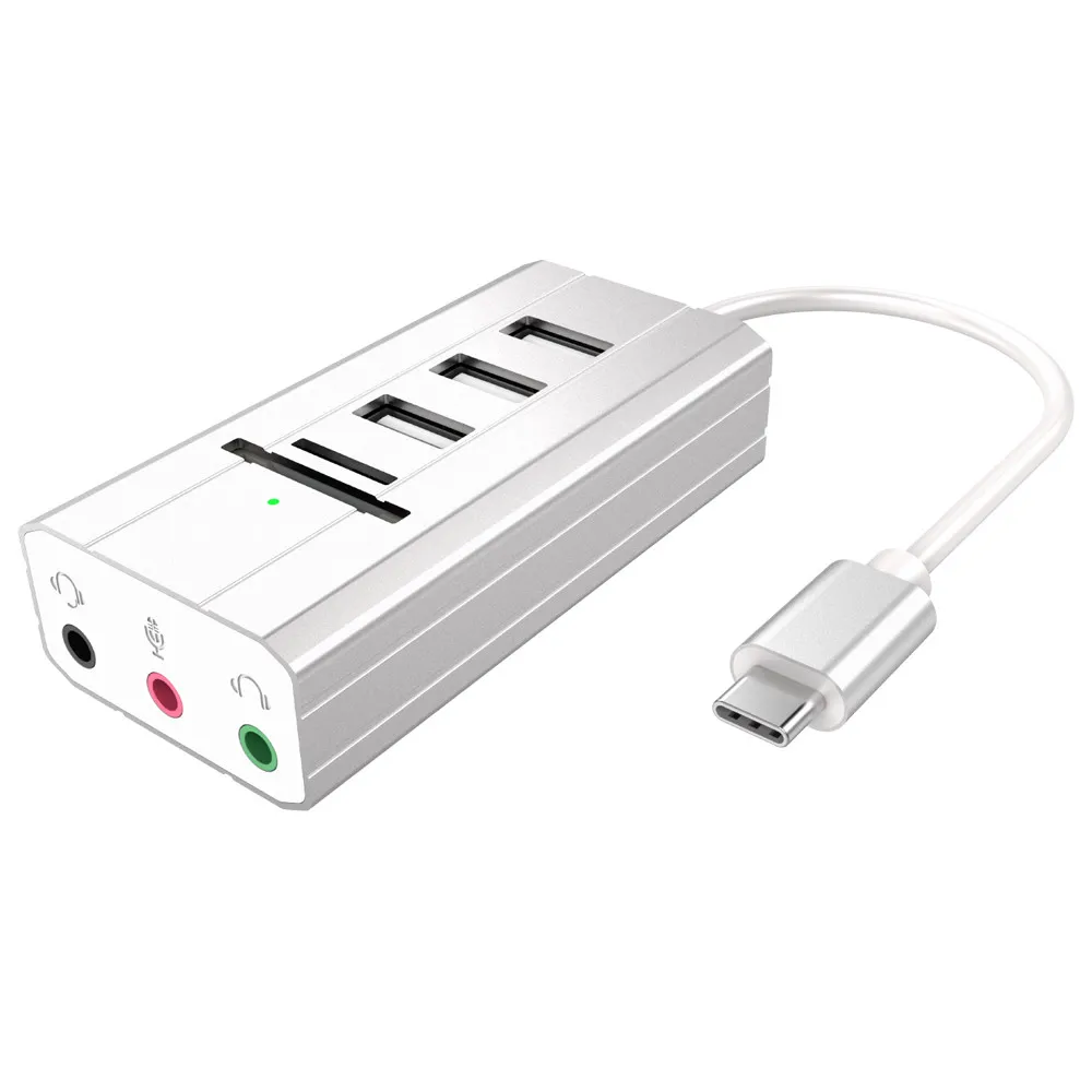Asunflower 8 в 1 концентратор USB Type C с 3,5 мм наушники микрофон разъем USB кард-ридер концентратор USB C адаптер для Macbook Pro ключ
