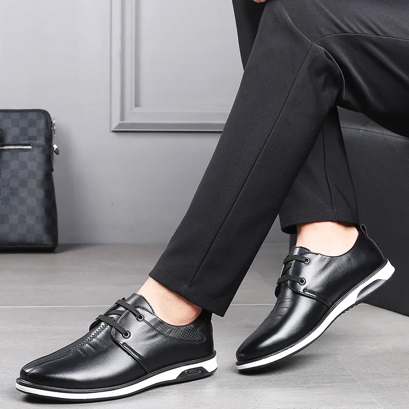 New Style Autumn Bright Surface Pointed-Toe Men England Casual Small Leather Shoes Lace-up 9566 Enterprise Business