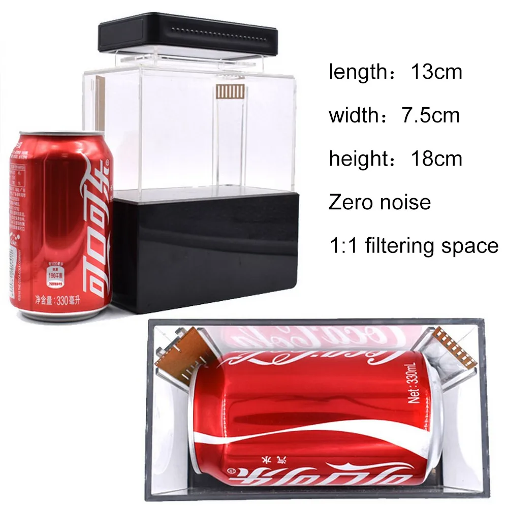  1 Set Mini Plastic Fish Tank Portable Desktop Aquaponic Aquarium Betta Fish Bowl with Water Filtrat