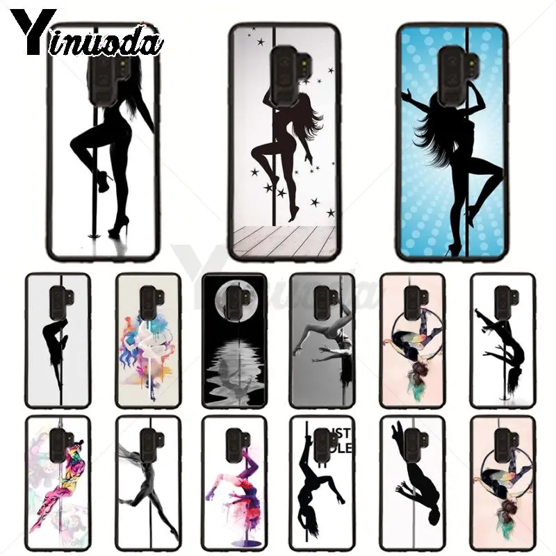 Pole Dance Menari Gadis Kartun Hitam Lembut Ponsel Case untuk Samsung Galaxy S10plus S9 S8plus S10e A50 A70 A10 Ponsel