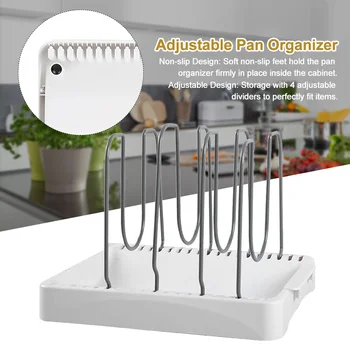 

Restaurant Baking Tools Modern Cookware Rack Non Slip Kitchen Countertop Adjustable Pan Organizer For Cabinet Large Capacity