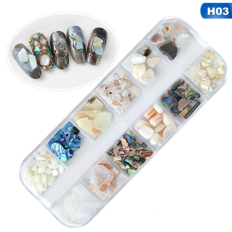 1pot оболочка в виде русалки хлопья градиентные натуральные Abalone блестки Нерегулярные сломанные украшения для ногтей 3d Маникюр УФ гель аксессуар - Цвет: 03