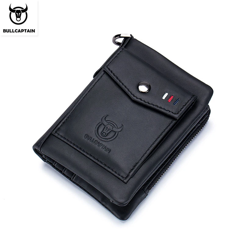 bullcaptain-genuine-leather-men's-business-wallet-first-layer-cowhide-multi-function-multi-card-slot-wallet-zipper-coin-purse