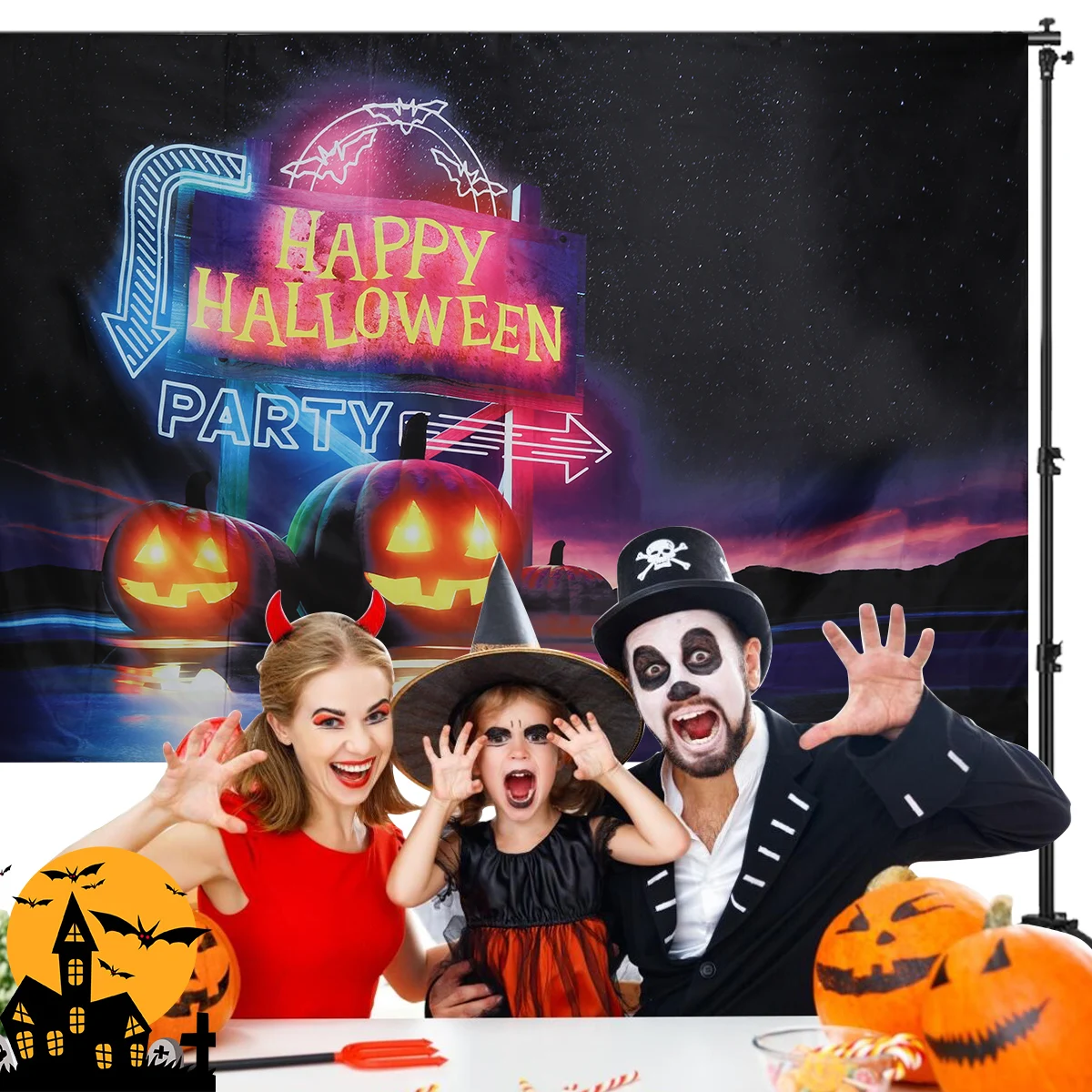С надписью Happy Halloween 7ftx5ft фестиваль вечерние фото съемки реквизит фотография для фона для съемки в помещении