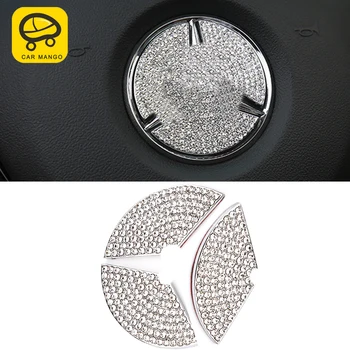 

CarManGo for Mercedes Benz GLC C Class W205 2016-2019 Auto Car Rhinestone Steering Wheel Logo Frame Trim Cover Sticker Accessory