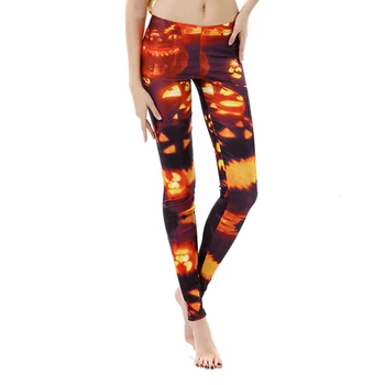 

New Slim High Waist Women Fitness Halloween Yoga Pants Pumpkin Light Eye Print Yoga Leggings Training Pants Train Pants 2019