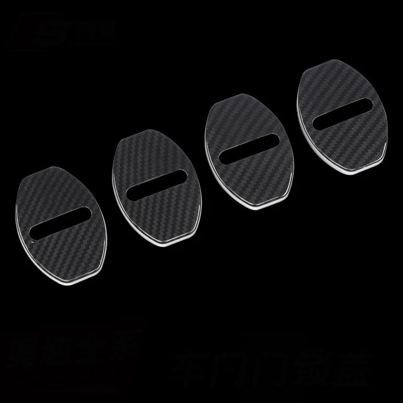 4 шт. нержавеющая углеродное волокно серебро черный синий дверной замок Защитная крышка пряжка украшение для Audi A3 A4 A5 A6 A7 A8 TT R8 Q5 Q3