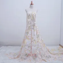 Абрикосовое и розовое мягкое яркое кружевное вышитое платье, свадебная кружевная ткань, у двора