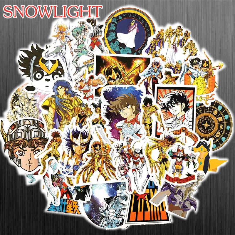 50PCS Myth War Anime Saint Seiya Waterproof Stickers Skateboard Fridge Guitar Laptop Motorcycle Travel Luggage Kid Stickers Toy