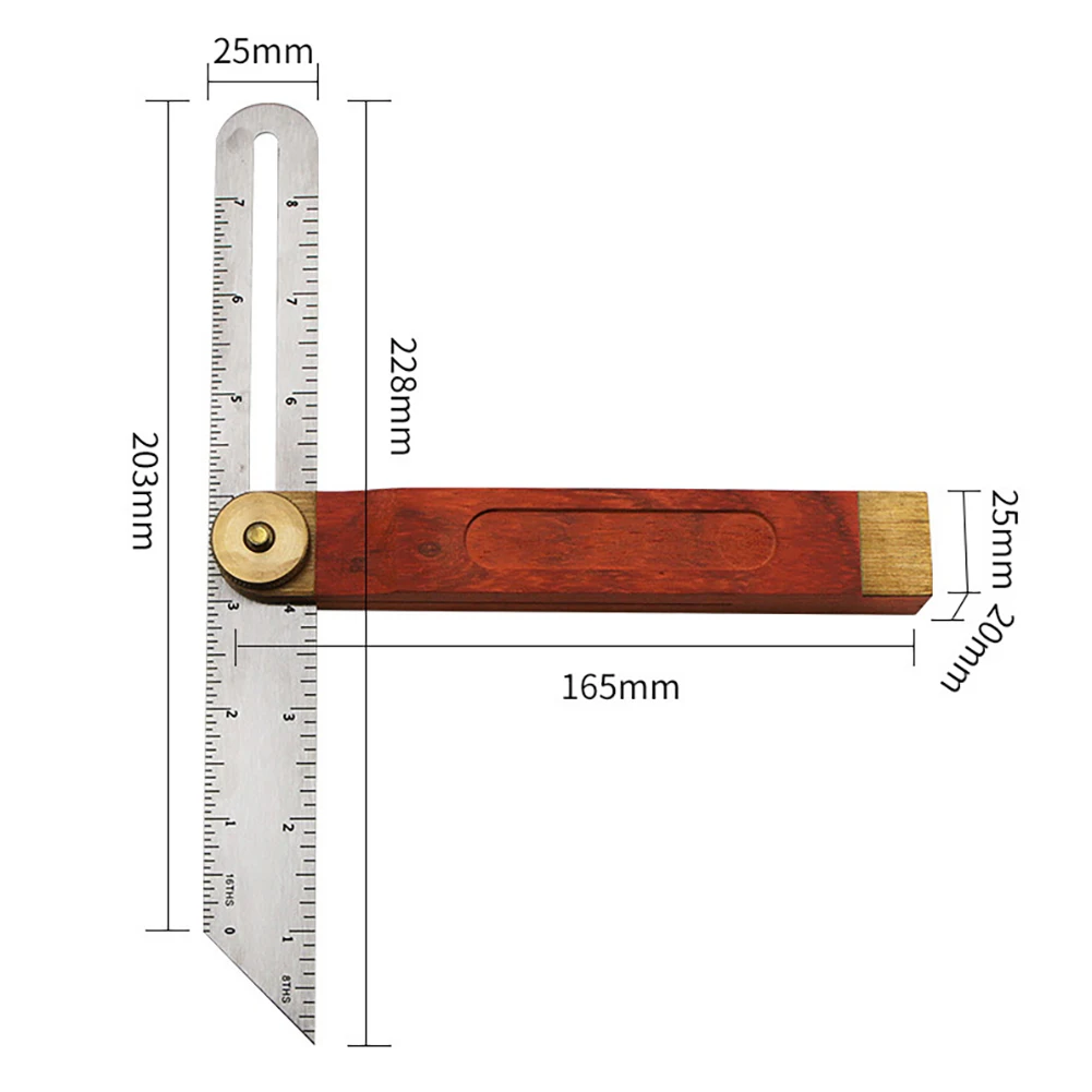 9 дюймов столярные квадраты из твердой древесины регулируемые Раздвижные Конические латунные фитинги Калибр угол искатель деревообрабатывающий инструмент