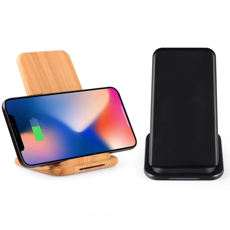 Дерево 10 Вт QI беспроводной телефон зарядное устройство подставка для IPhone Android беспроводной быстрое зарядное устройство для huawei Xiaomi Мобильный вертикальный прочный