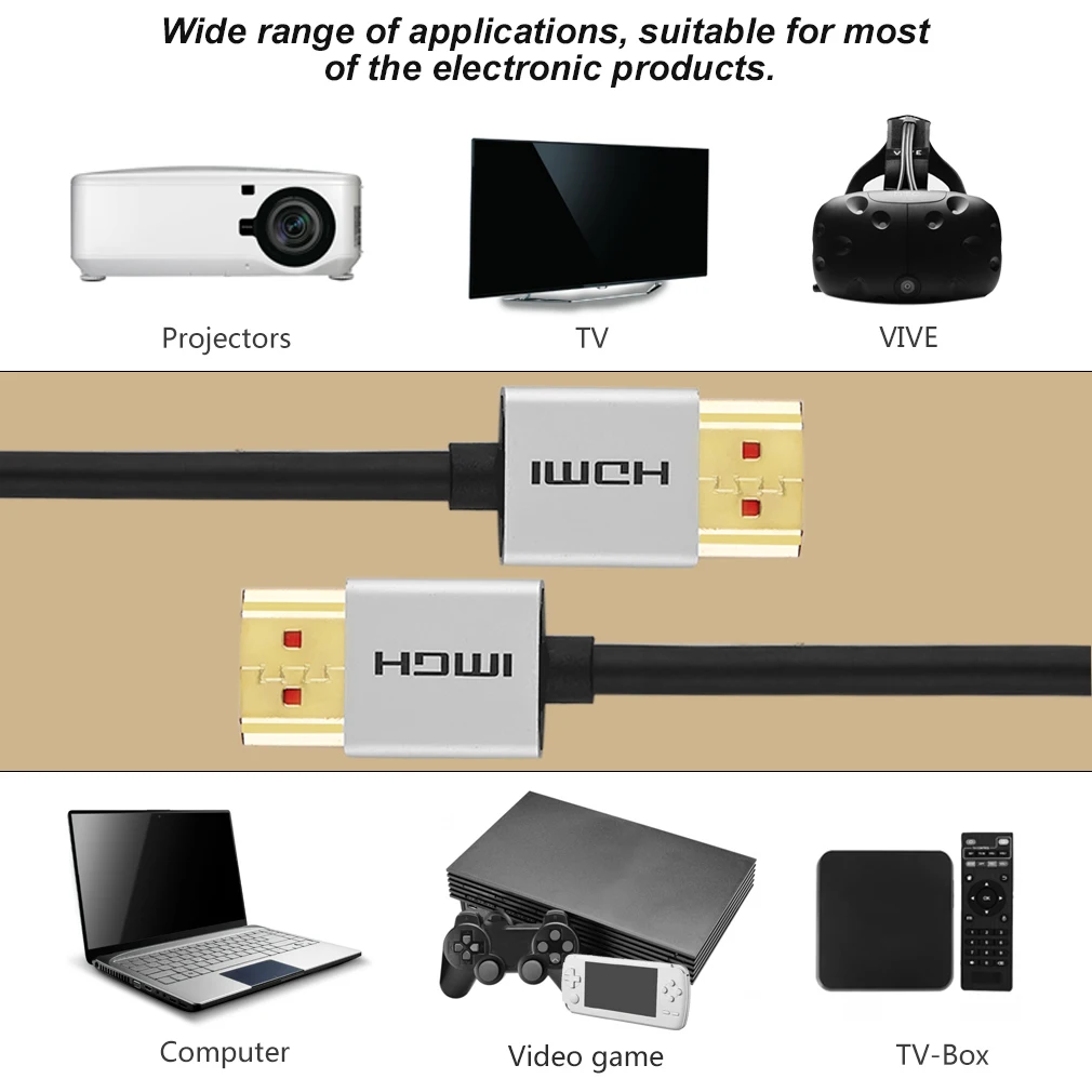 Кабель HDMI 2,0 3D для ноутбука HD tv lcd проектор компьютерный кабель 1 м/1,5 м/2 м