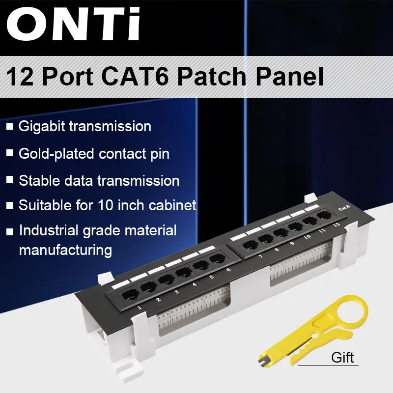 ONTi Network Tool Kit 12 Port CAT6 Patch Panel RJ45 Networking Wall Mount Rack Mount Bracket