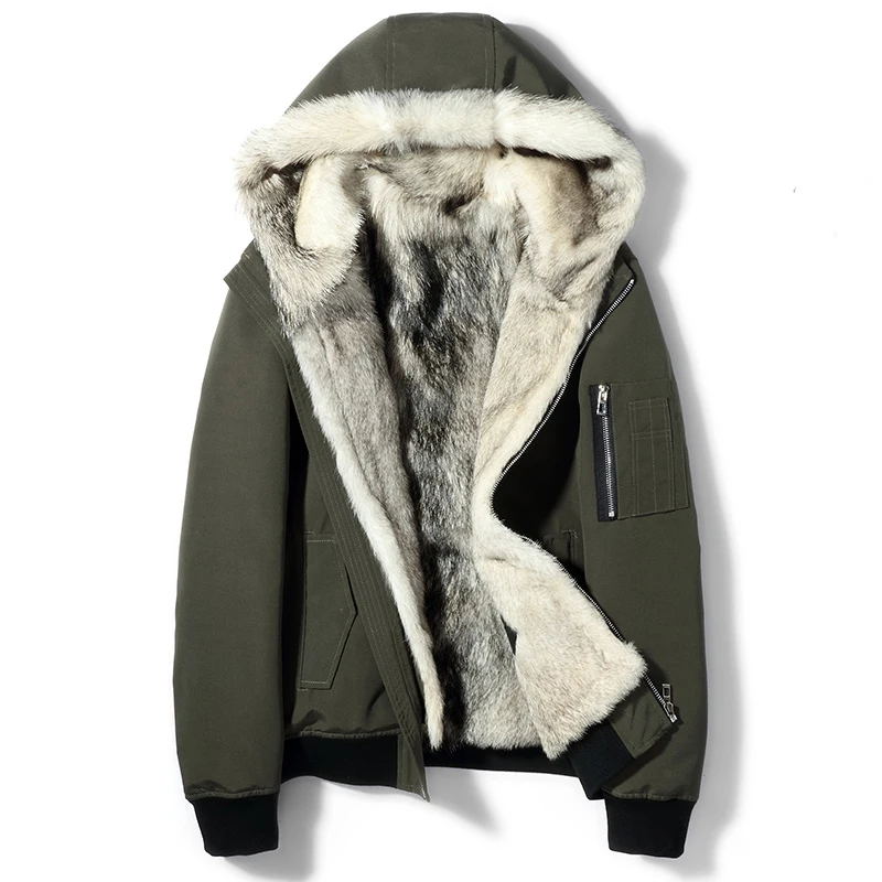 Winter Jacket Real Wolf Fur Parka Men 
