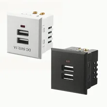 Preto/branco 5v 2.1a cartão-tipo duplo usb tomada de energia incorporado usb desktop tomada dc carregamento módulo de tomada de energia