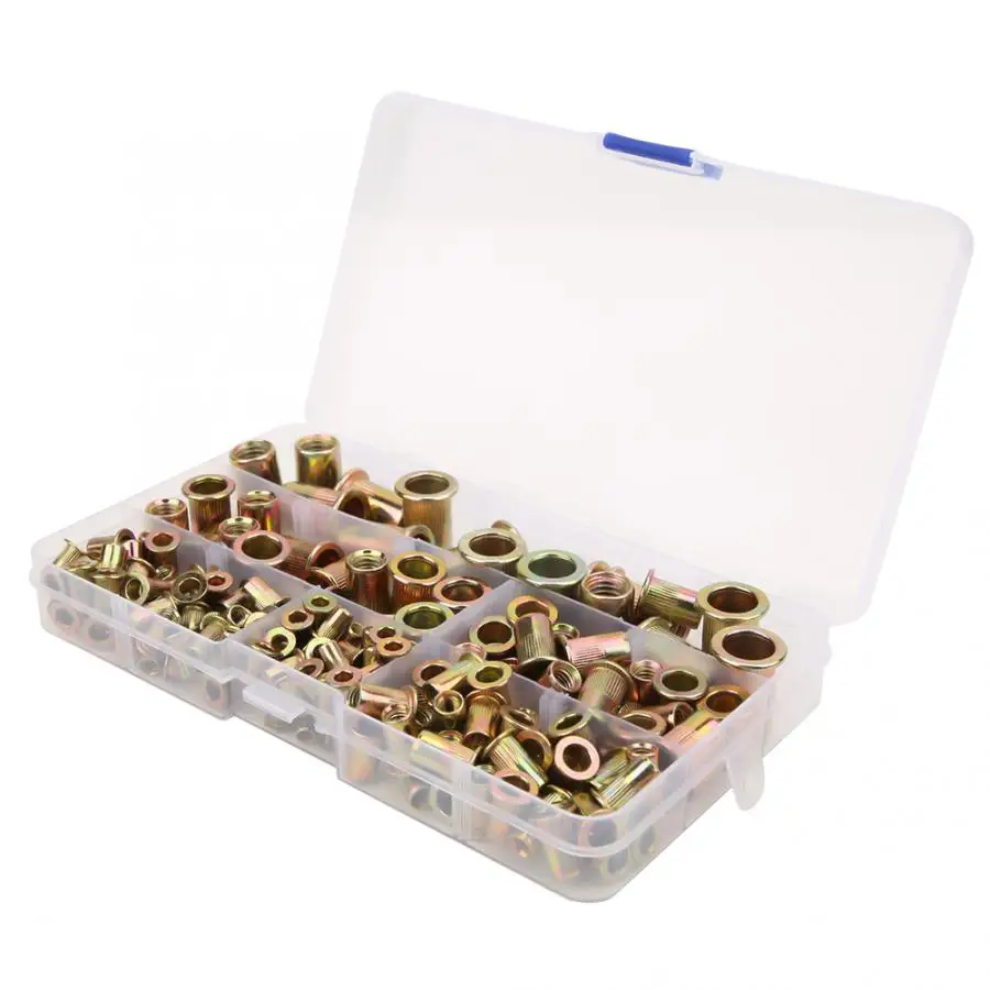 

175PCS/set Rivet Nut Kit Zinc Plated Flat Threaded Fastener Nuts M3 M5 M6 M8 M10 stainless steel square nuts