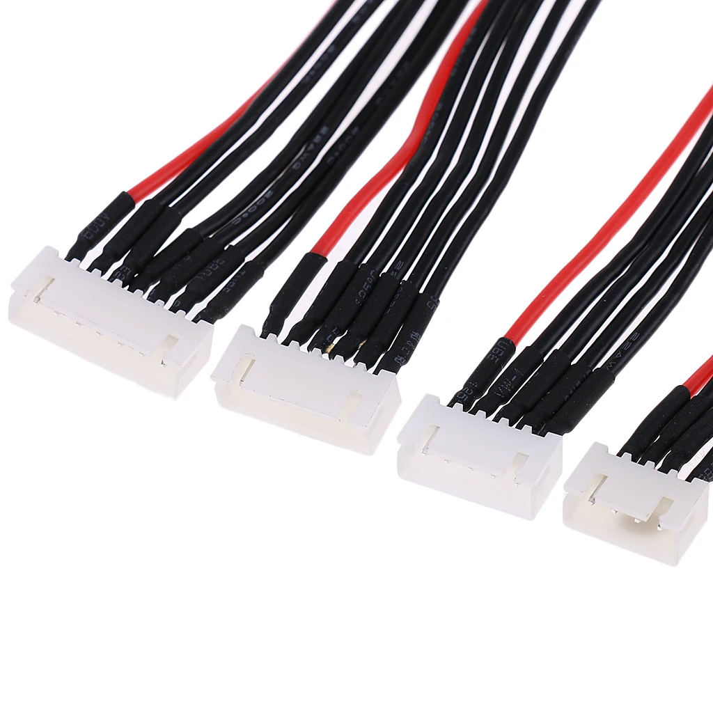5pcs JST XH 2.54mm Connector Extension Lead Wires Cables 4 inch for RC Lipo Lithium Battery, 7pin 6pin 5pin 4pin 3pin