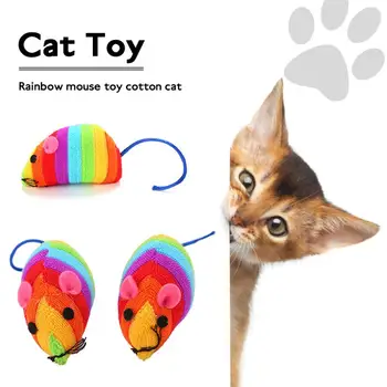 

Hot Sale Rainbow Cloth Mouse Cat Toy Rainbow Cloth+cotton Wool Cotton Eco-friendly Durable Funny Cat Toy With The Cat Mint Scent