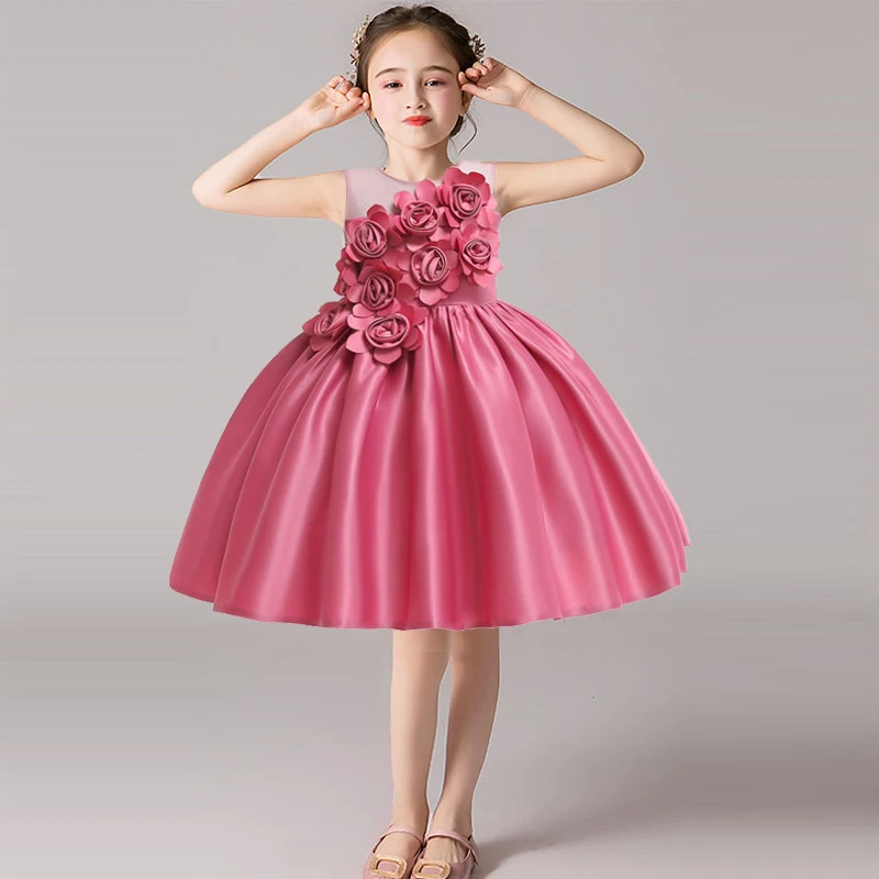 

Ephex Fashion Mesh Party Flower Dress Adorable Sleeveless Princess Summer Dresses Cute Solid Color Family Celebrations Wedding