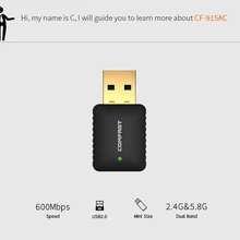 COMFAST мини-usb Wi-Fi адаптер 600 Мбит/с удлинительным кабелем беспроводная сетевая карта Adaptador Wi-Fi ключ 802.11n/b/g/ac