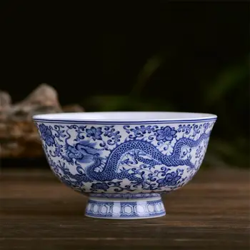 

Blue and White Porcelain Dragon Bowls 5inch Ceramic Bowl Soup Ramen Rice Bowls Chinese Home Tableware Kitchen Dinnerware Vintage