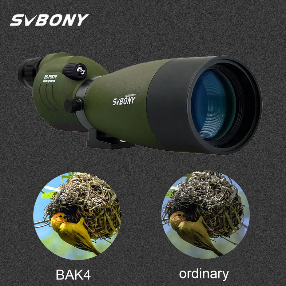 SVBONY Зрительная труба 25 75x70 Zoom телескоп SV17 BAK4 Prism мощный Монокуляр для охоты