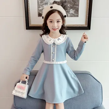 

Girls Dresses Autumn New Girls Fashion Sweet Lace Embroidery Mesh Princess Dress Kid's Clothing 3-7 Years