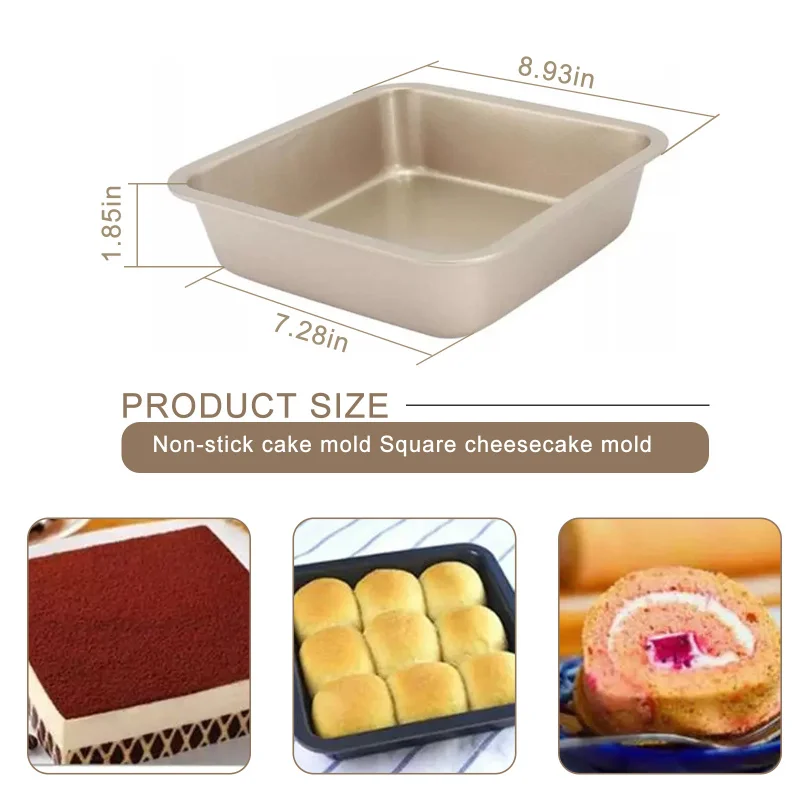 7.5 Inch Square Baking Tray Non-Stick Carbon Steel Toast Plate Cake Bread  Baguette Oven Bakeware