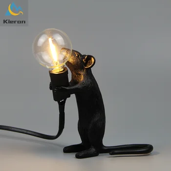 Nordic wykwintne piękne czarna mysz żywica LED noc światła badanie sypialnia nocne biurko pokój Lamp ozdoba oświetlenie lampki nocne tanie i dobre opinie Lava Corki Night Light Zwierząt CN (pochodzenie) Z żywicy Bateria pastylkowa Żarówki LED PRZEŁĄCZNIK 3 7 v HOLIDAY