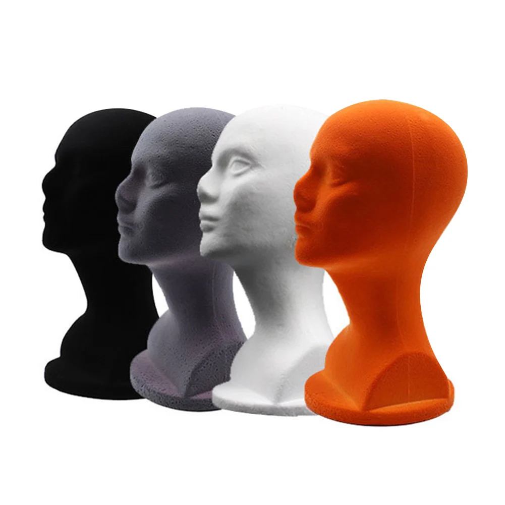 Foam Mannequin Head Female Mannequins Flocking Head Practical Mannequin Head Model Dummy Female Model Hat Wig Glasses Scarf Convenient Props Display Stand