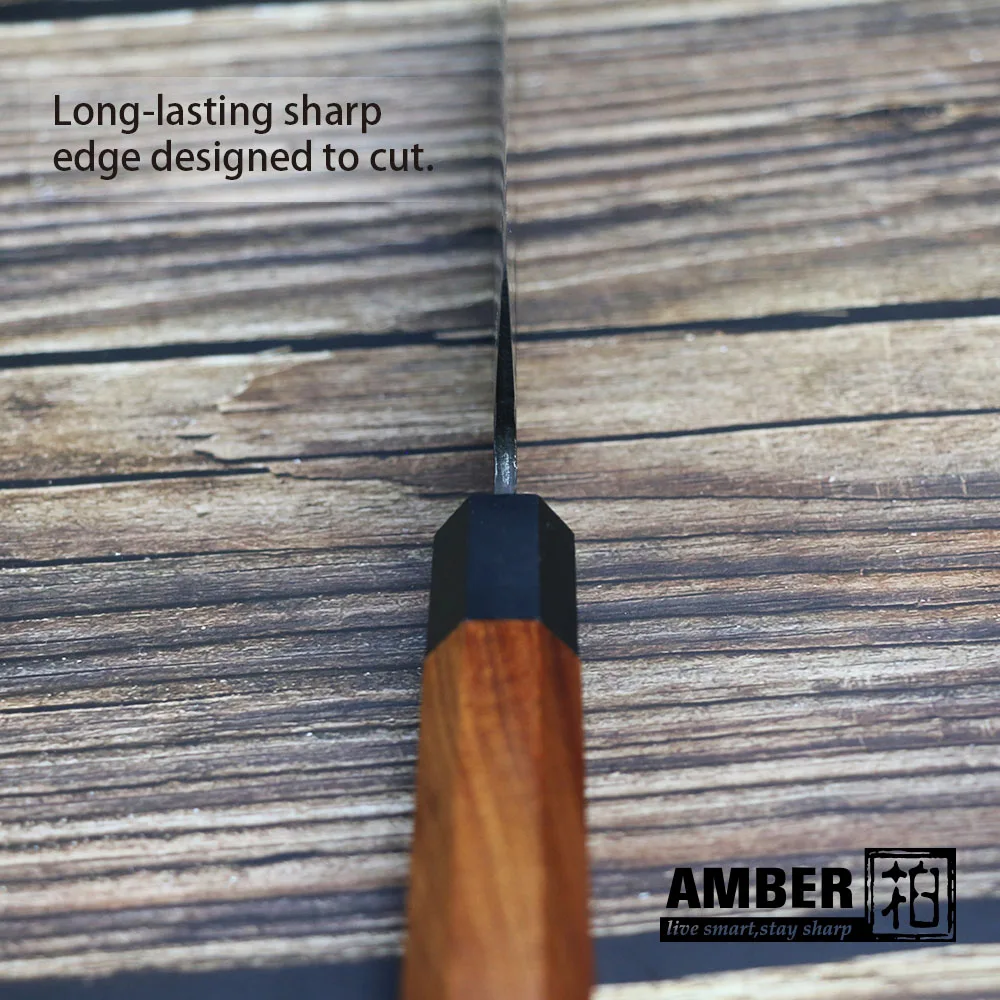 Nakiri Knife Hand Forged Kitchen Knives Japanese AUS10 3-Layer Steel Natural Wood Environmental Product Amber Chef's Knives