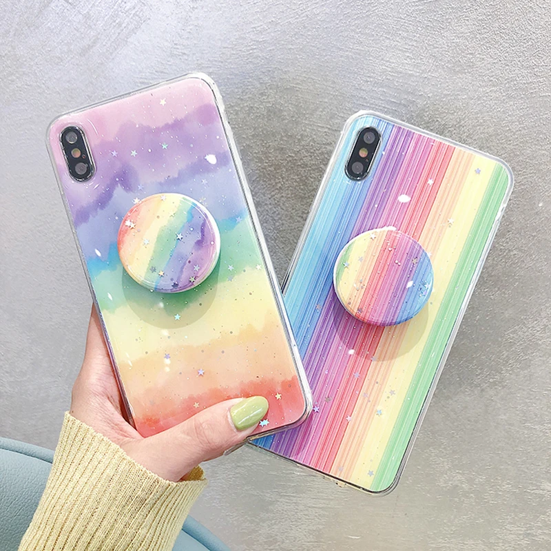 Радужный Прозрачный чехол для iPhone 11 Pro Max силиконовый мягкий телефона X XR XS 8 7 6 6S Plus
