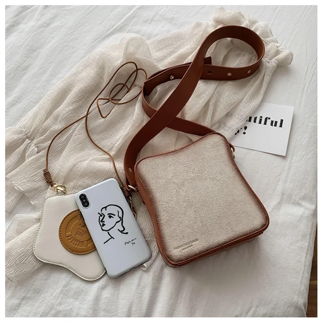 2-Pieces Shoulder Bags for Women Funny Creative Bread Egg Shape Flap Crossbody Bag Cute Purses and