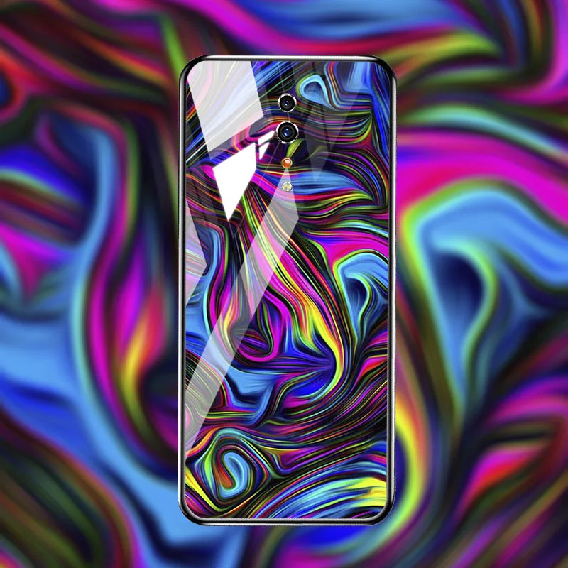 Роскошный чехол из закаленного стекла для телефона для OPPO reno z 2Z чехол s силиконовый чехол на заднюю панель для OPPO Reno Z 2 Чехлы бампер Капа - Цвет: M080