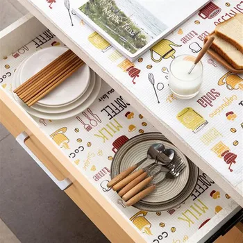 

1 Roll Kitchen Sticker Table Mat Letters Cartoon Printed Drawers Cabinet Shelf Liners Placemat Waterproof Oil Proof Cabinet Pads