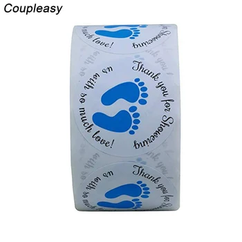 

500pcs Footprint Printing Sticker Baby Shower Decoration Seal Sticker Girls/Boys Gift Package Label Party Supplies Dia 2.5cm