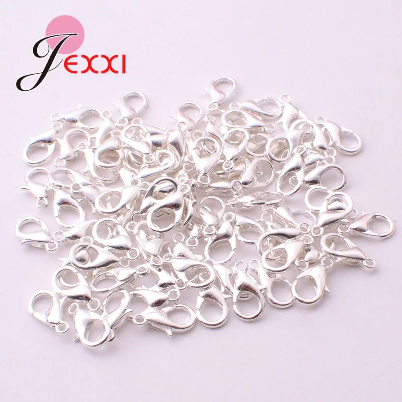 

Wholesale 100PCS Bulk Jewelry Findings Genuine 925 Sterling Silver Lobster Clasp Fittings Connector Components