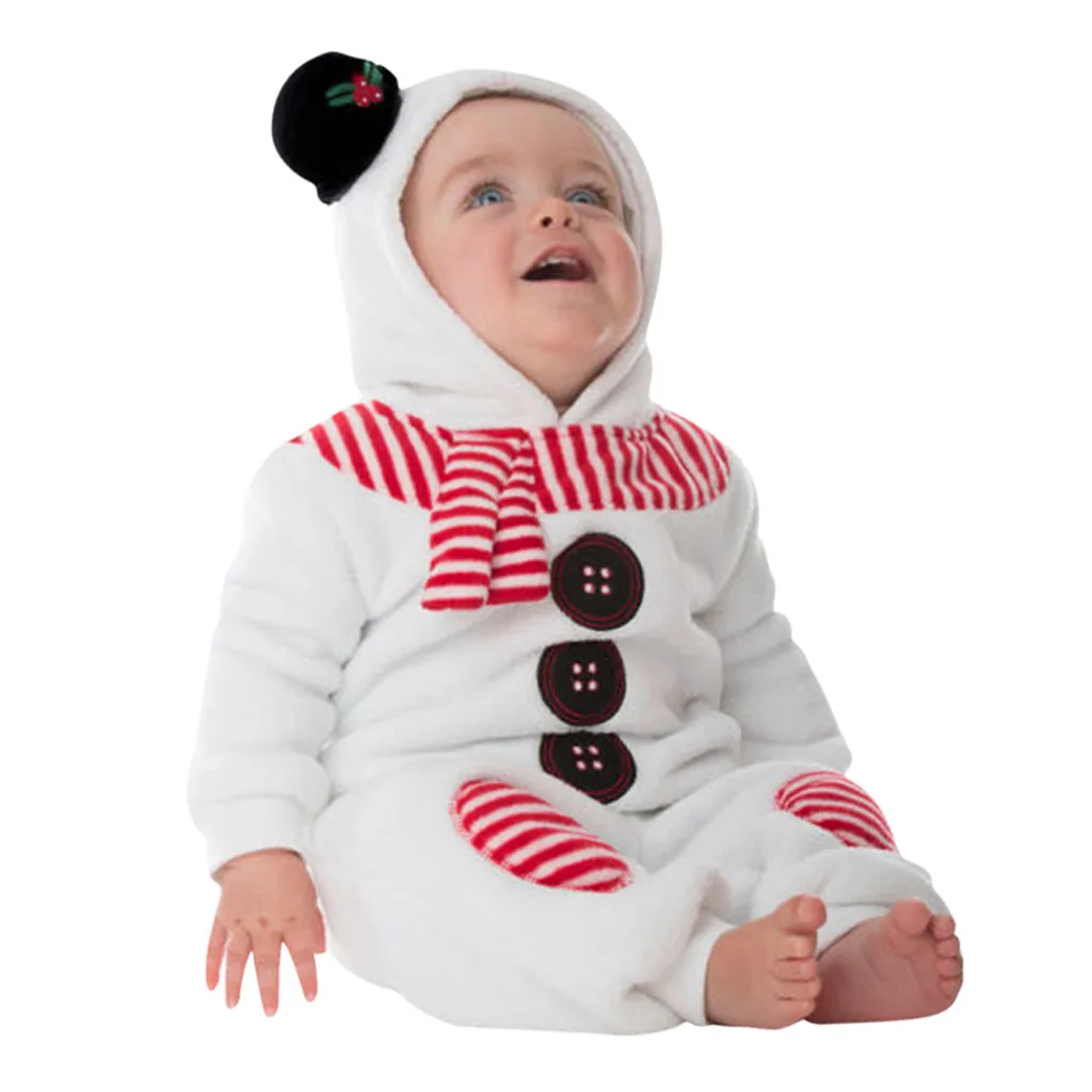 

2020 Baby Christmas Romper Snowman climber Infant Baby Boys Girls Christmas Xmas Snowman Modelling Fleece Embroidery Romper Y4