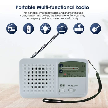 

Solar Radio AM/FM Radio Solar Crank Dynamo With Siren Function Flashlight With Power Bank For Camping Travel Activities Portable