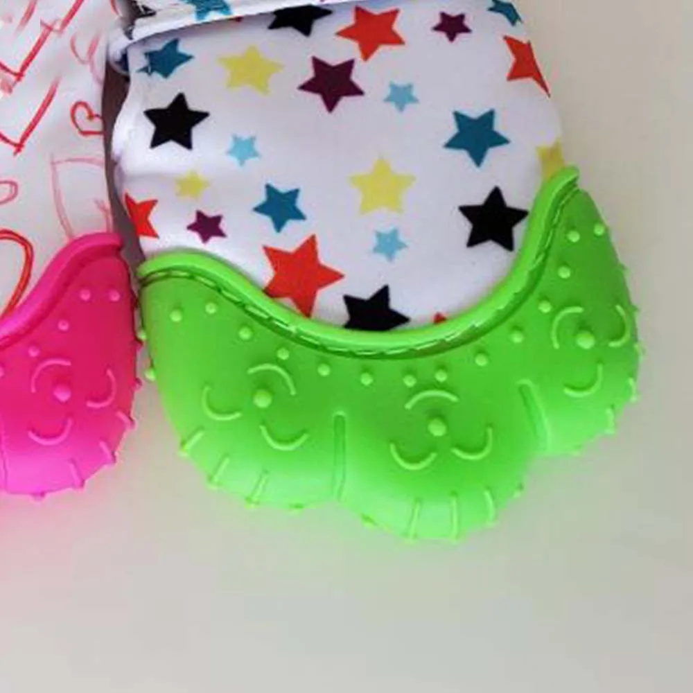 Baby Teether Heart Star Print Silicone Mitten Gloves Kids Children Baby Teethers Anti-eating Hand Teething Mitten Care Hot baby mittens