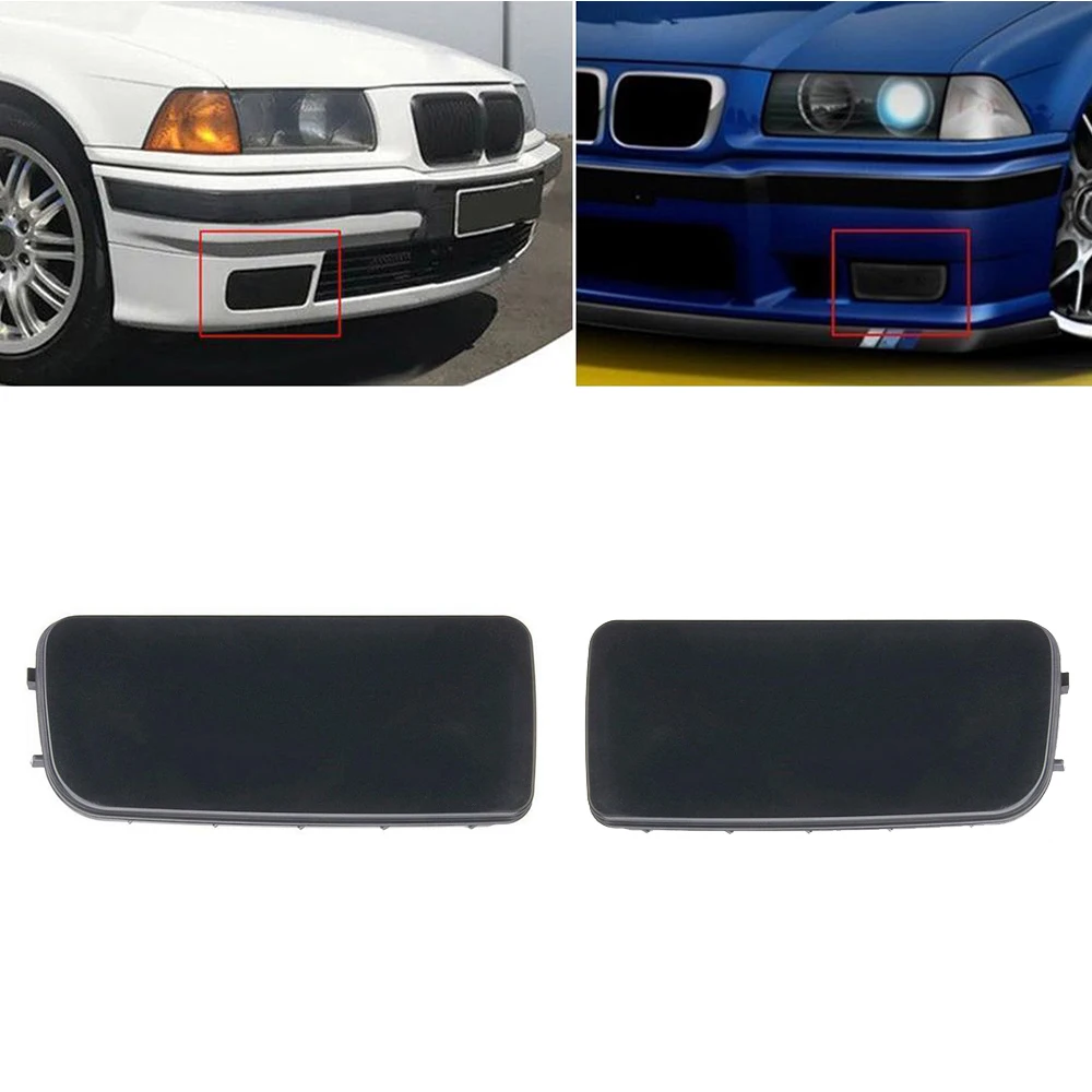 

2Pcs Black Left Right Front Fog Light Lamp Cover Hole Cap Trim Frame For BMW 3-Series 318is 323i 325i