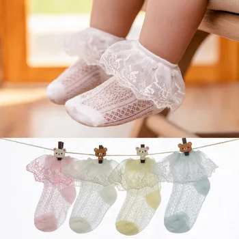 

0-4Y Spring Summer Baby Girls Kids Mesh Socks Fashion Lace Ruffle Frilly Ankle Short Sock Breathable Princess Baby Girls Socks