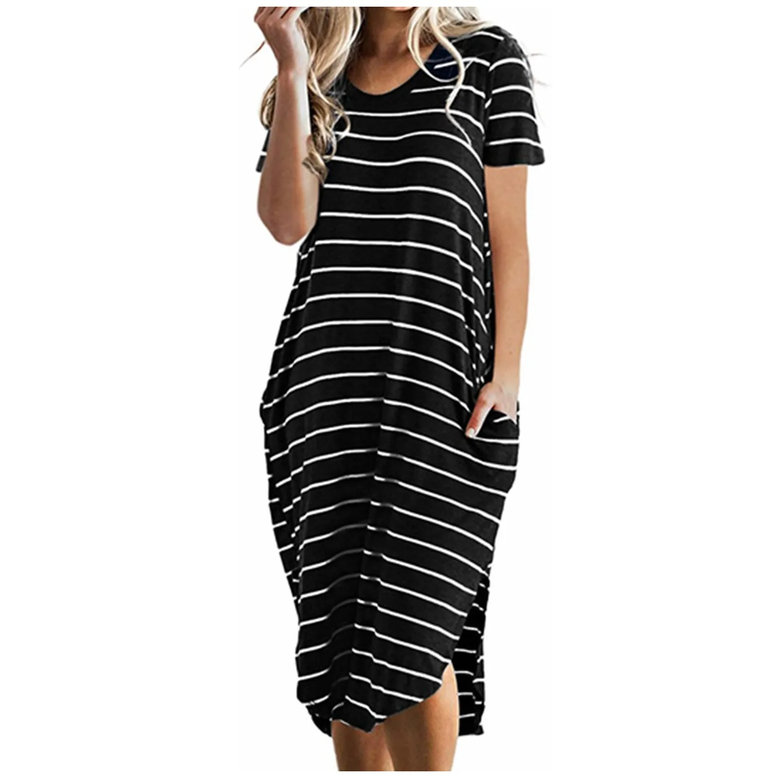 Women's Summer Fashion Casual Print O-Neck Sexy Short-Sleeved Dresses Casual Dress Strapless Off Shoulder Plus Size Vestido 2